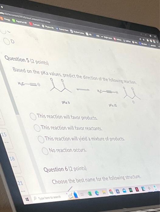 Solved Based On The PKa Values, Predict The Direction Of The | Chegg.com