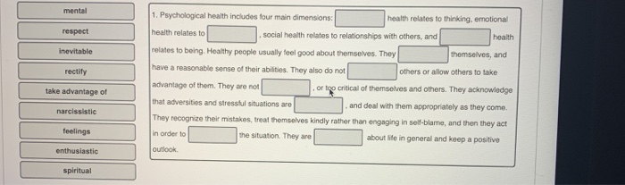 Solved Mental Respect Inevitable Rectify 1 Psychological Chegg