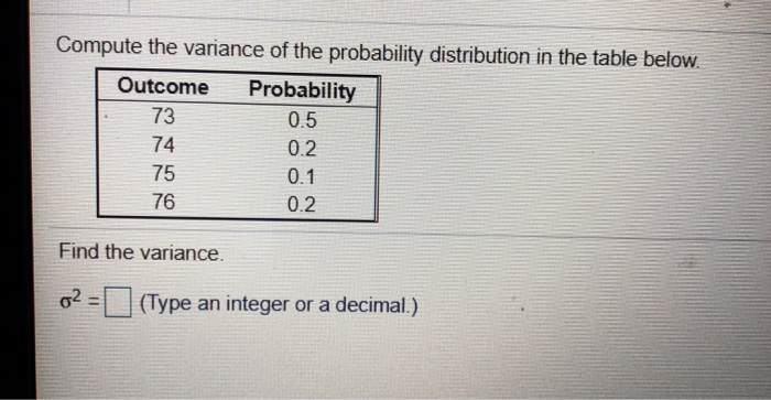 Solved Compute the variance of the probability distribution | Chegg.com