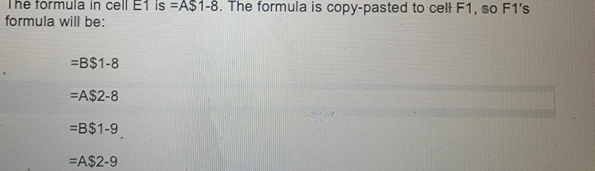 Cells B1, C1, and D1 contain the values Seat1Row1, Seat1Row2, and  Seat1Row3. If cells B1, C1, and D1 were 