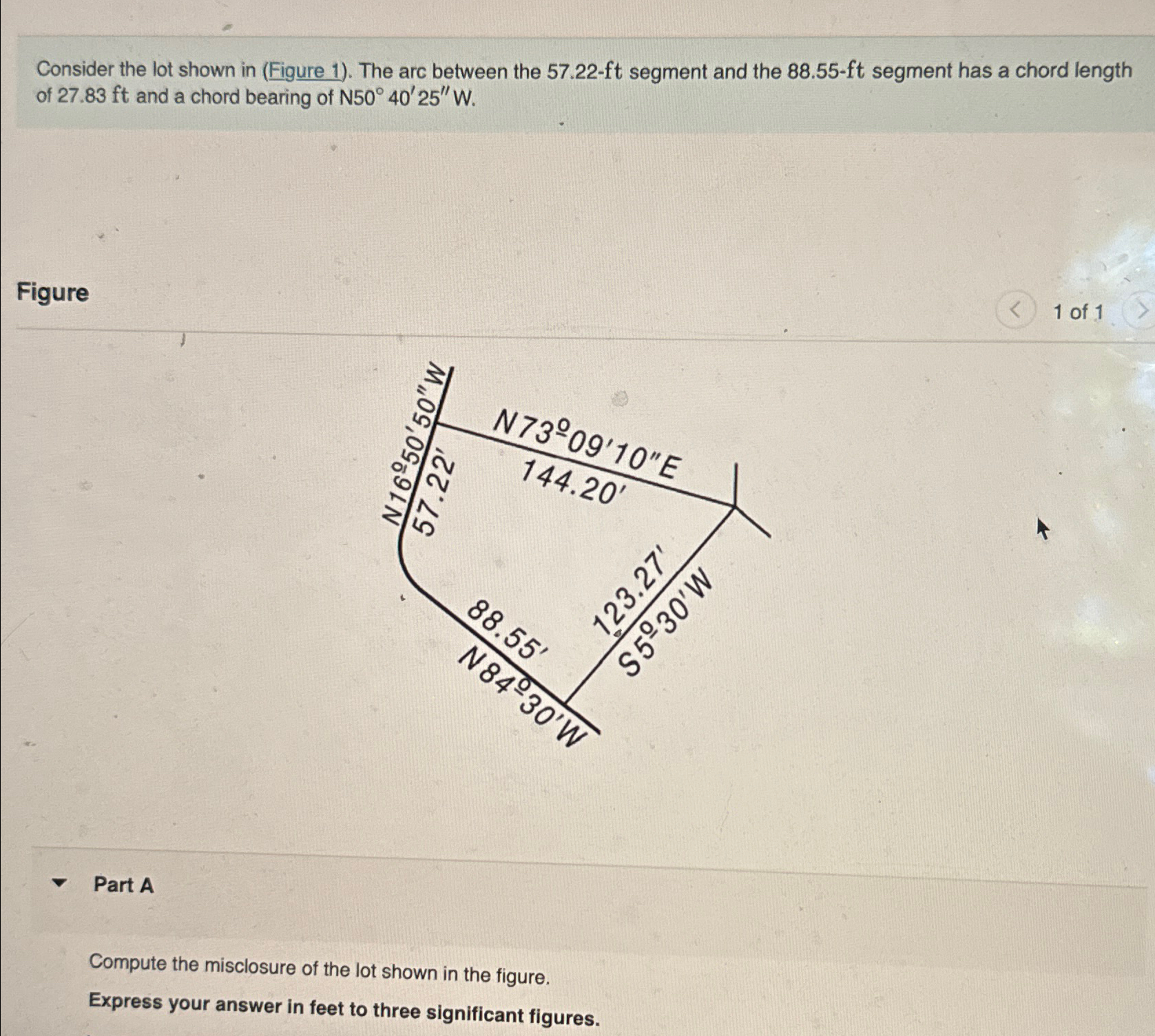 Solved Consider the lot shown in (Figure 1). ﻿The arc | Chegg.com
