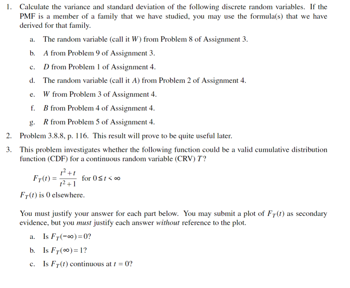 Solved Calculate the variance and standard deviation of the | Chegg.com