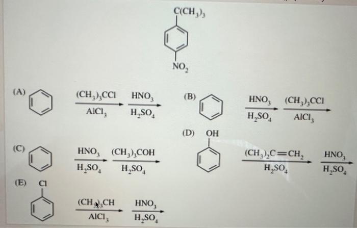 Solved (A) AlCl3(CH3)3CCl⋅H2SO4HNO3 (B) | Chegg.com