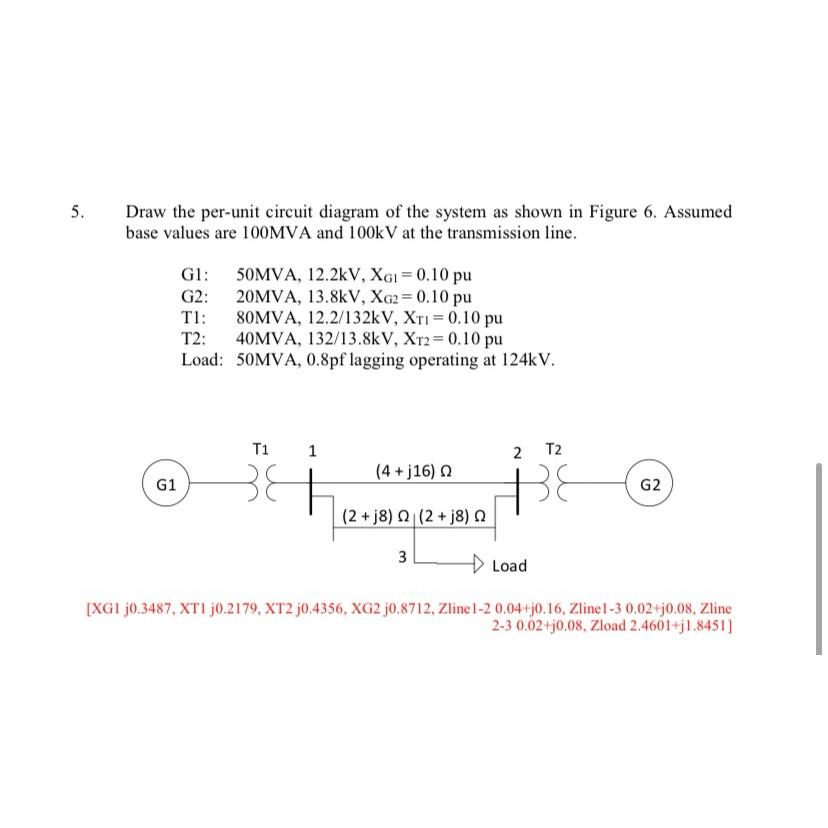 Solved Draw the per-unit circuit diagram of the system as | Chegg.com