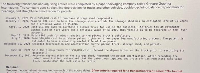 Solved The following transactions and adjusting entries were | Chegg.com