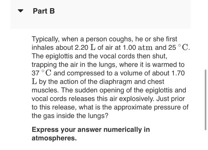 Solved The various gas laws can be used to describe air,