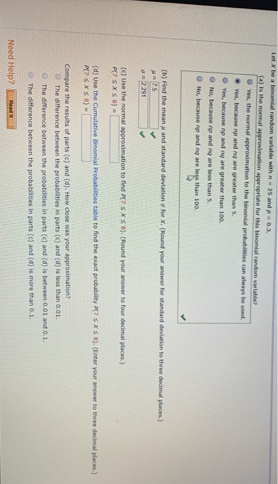 Solved Let x be a binomial random variable with n 25 and p 0 | Chegg.com