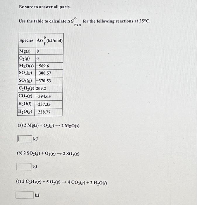Solved Be sure to answer all parts. The molar heats of | Chegg.com