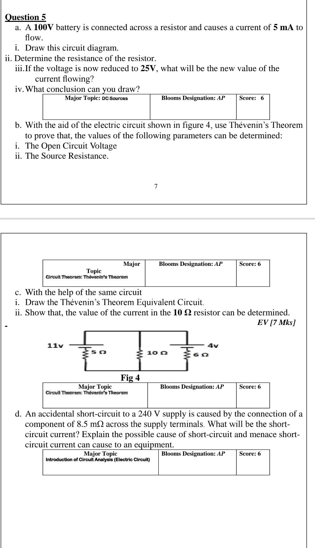 Solved Question 5 a. A 100V battery is connected across a