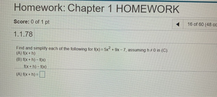 Solved Homework: Chapter 1 HOMEWORK Score: 0 of 1 pt 16 of | Chegg.com