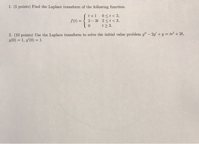 Solved 1. (5 Points) Find The Laplace Transform Of The | Chegg.com