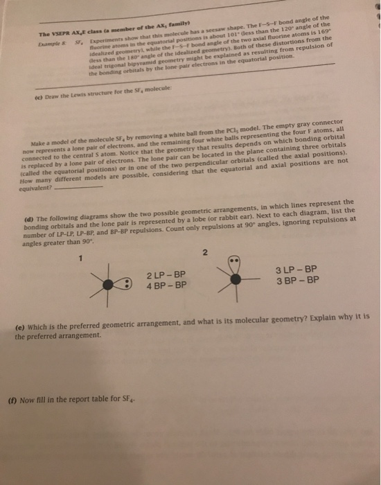 Solved Bamples The VSEPR AXLE class a member of the AX, | Chegg.com