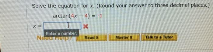 Solved Solve the equation for x. (Round your answer to three | Chegg.com