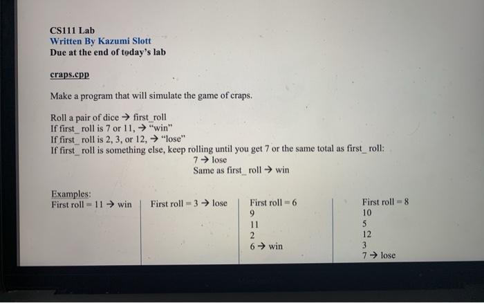 Solved To simulate a roll of dice, think of 2 separate | Chegg.com
