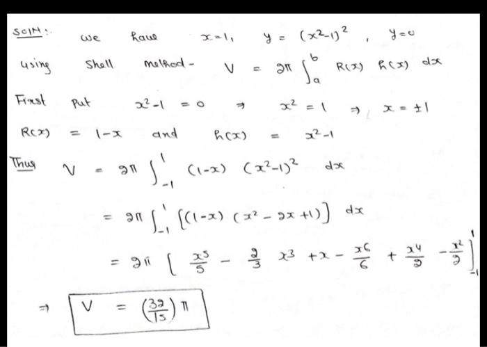 Solved Find the volume formed by revolving about the line | Chegg.com