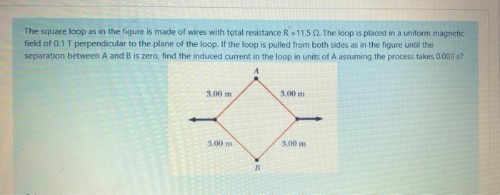 Solved The square loop as in the figure is made of wires | Chegg.com