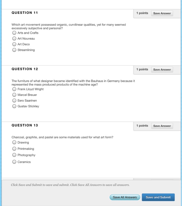 Solved QUESTION 11 1 points Save Answer Which art movement | Chegg.com