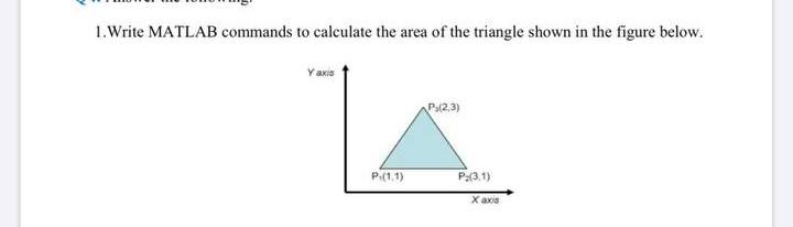 Solved 1. Write MATLAB commands to calculate the area of the | Chegg.com