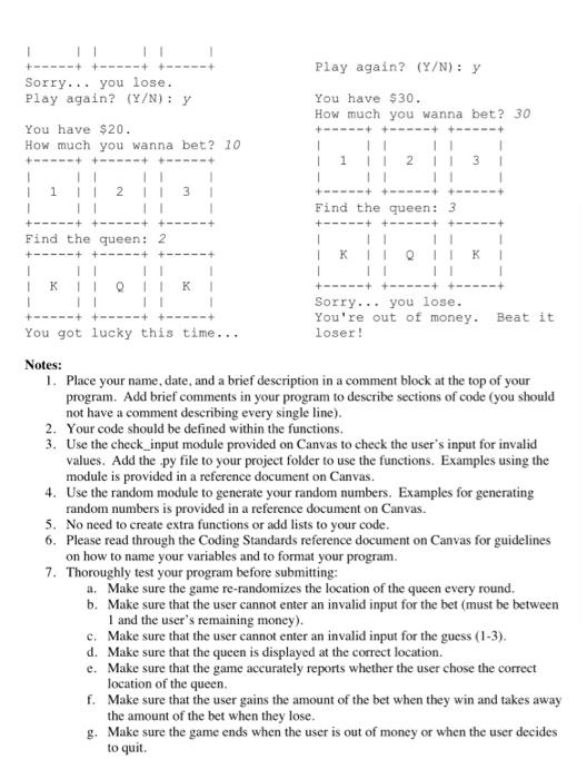 Solved Three Card Monte Create a program that allows the | Chegg.com