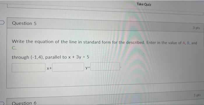 Solved write the equation of the line in standard form for | Chegg.com