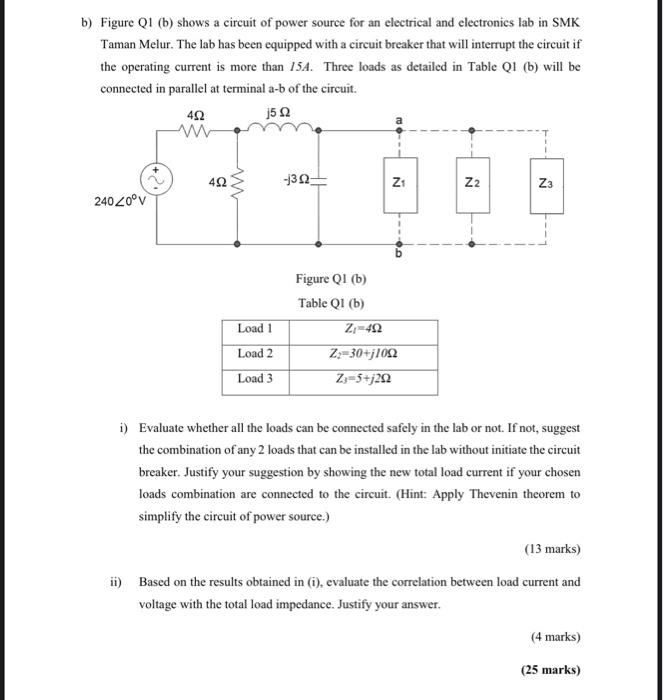 Solved B) Figure Q1 (b) Shows A Circuit Of Power Source For | Chegg.com