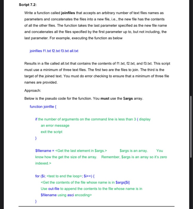 Solved Script 7.2: Write a function called joinfiles that | Chegg.com