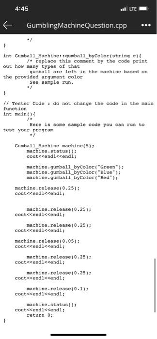 Solved In the cpp file I gave you will find comments that | Chegg.com