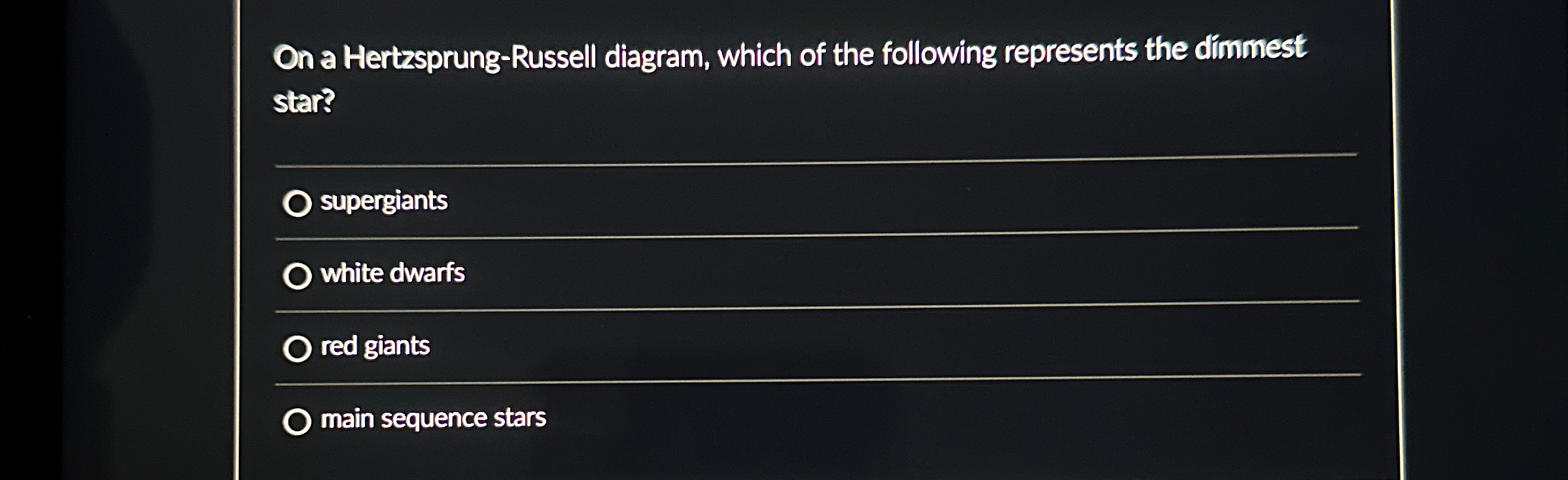 Solved On a Hertzsprung-Russell diagram, which of the | Chegg.com