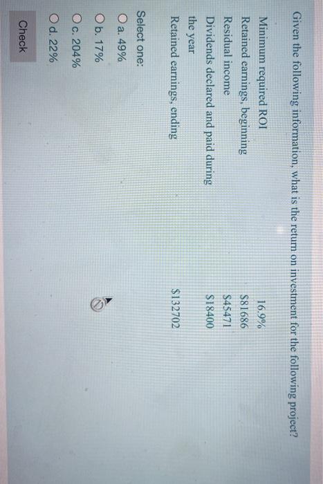 Solved Given the following information, what is the return | Chegg.com