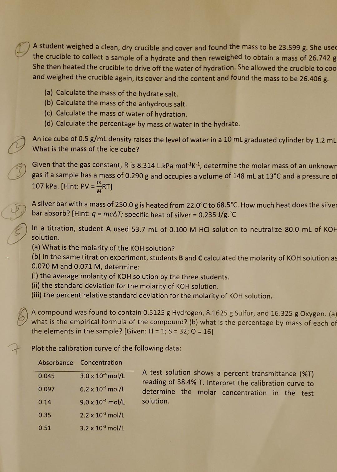 Solved A student weighed a clean, dry crucible and cover and | Chegg.com