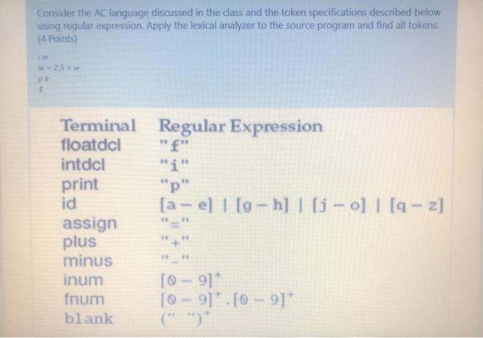 Solved Consider the AC language discussed in the class and | Chegg.com