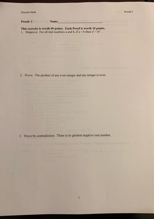 Solved Discrete Math Proofs 1 Proofs I Name This Exercise Is | Chegg.com