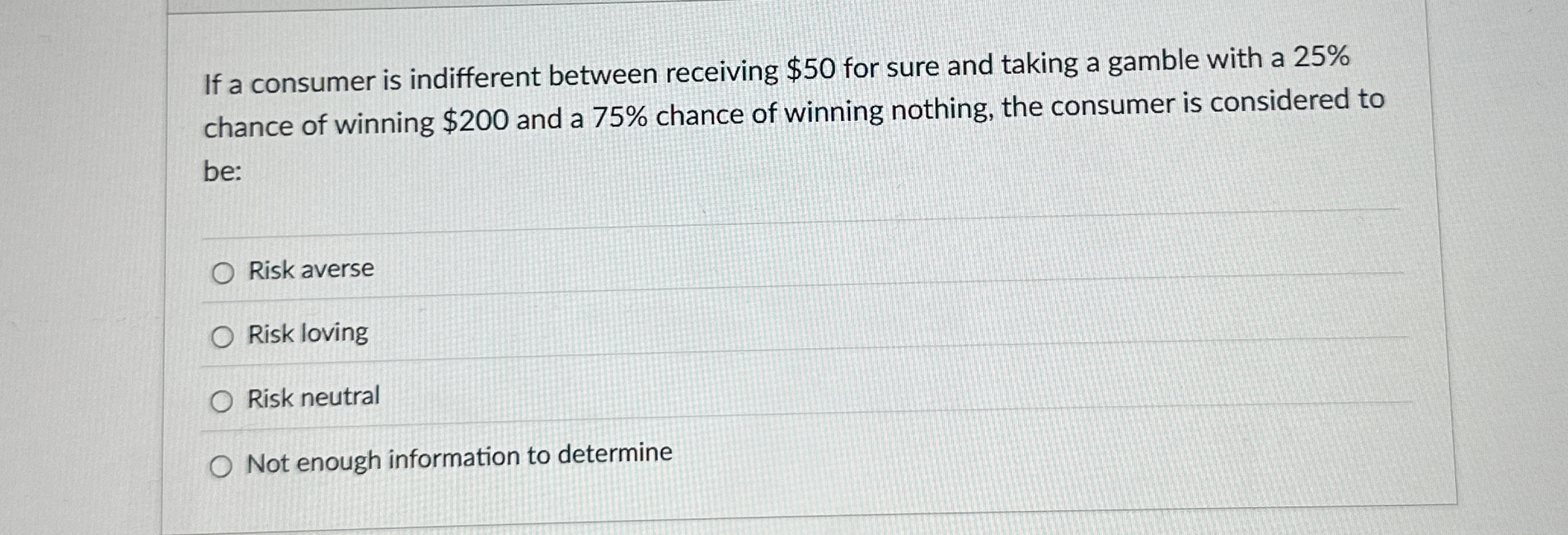 Solved If a consumer is indifferent between receiving 50