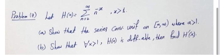 Solved Og Problem 7 Het H X In N X 1 A Show That T Chegg Com