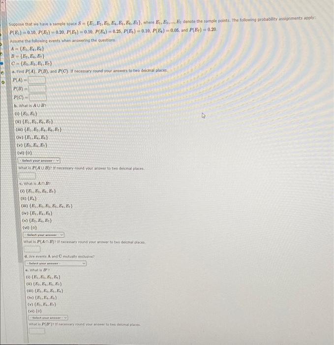 Solved Suppose that we have a sample space | Chegg.com