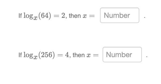 Solved If log2 (64) = 2, then x = Number If log2 (256) = 4, | Chegg.com