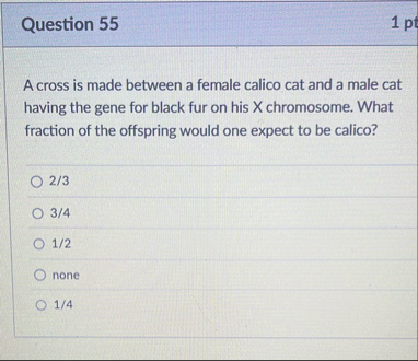 Solved Question 551 ﻿ptA cross is made between a female | Chegg.com