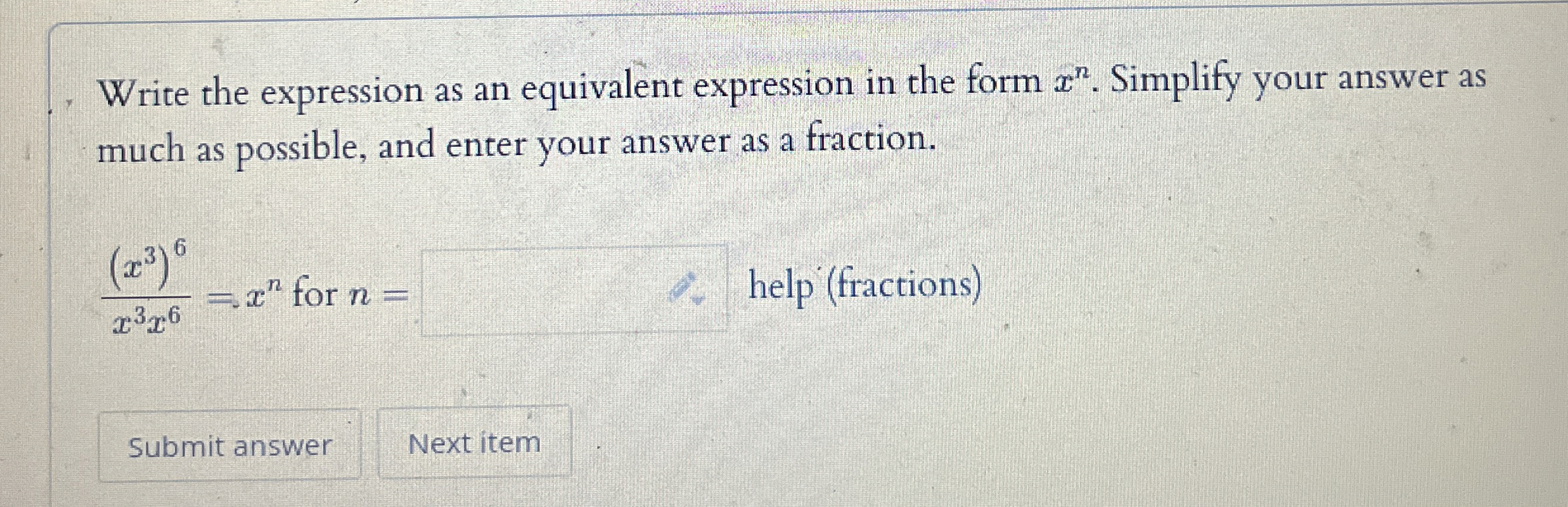 Solved Write the expression as an equivalent expression in | Chegg.com