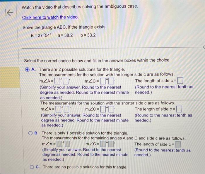 Solved Watch The Video That Describes Solving The Ambiguous | Chegg.com