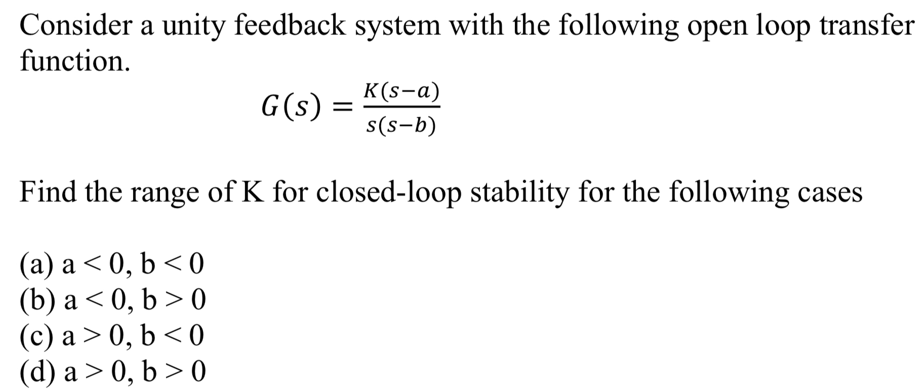 Solved Consider a unity feedback system with the following | Chegg.com