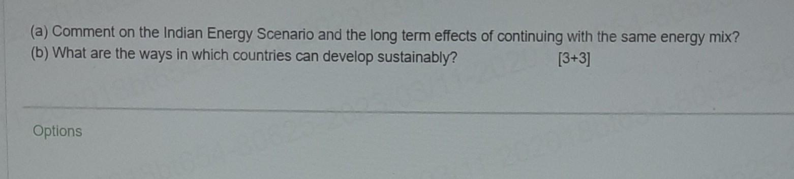 Solved (a) Comment on the Indian Energy Scenario and the | Chegg.com