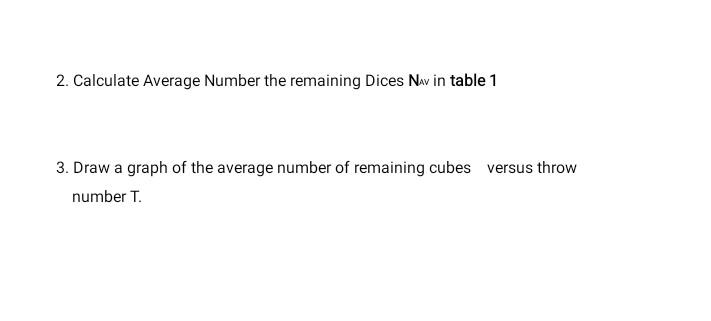 2. Calculate Average Number the remaining Dices Nav | Chegg.com