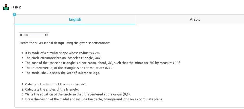 Solved Task 2 English Arabic 0 00 Create The Silver Medal Chegg Com