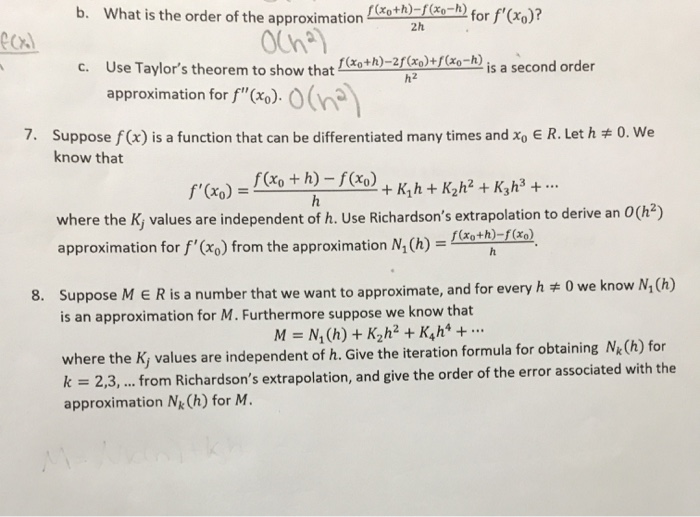 Solved 2h F X B What Is The Order Of The Approximation Chegg Com