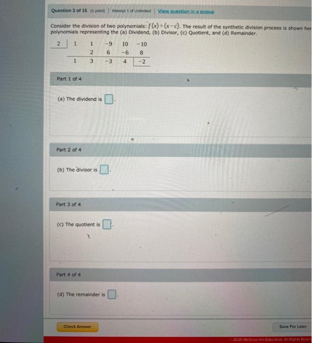 Solved Question 3 Of 15 Point Attempt 1 Of United View Qu Chegg Com