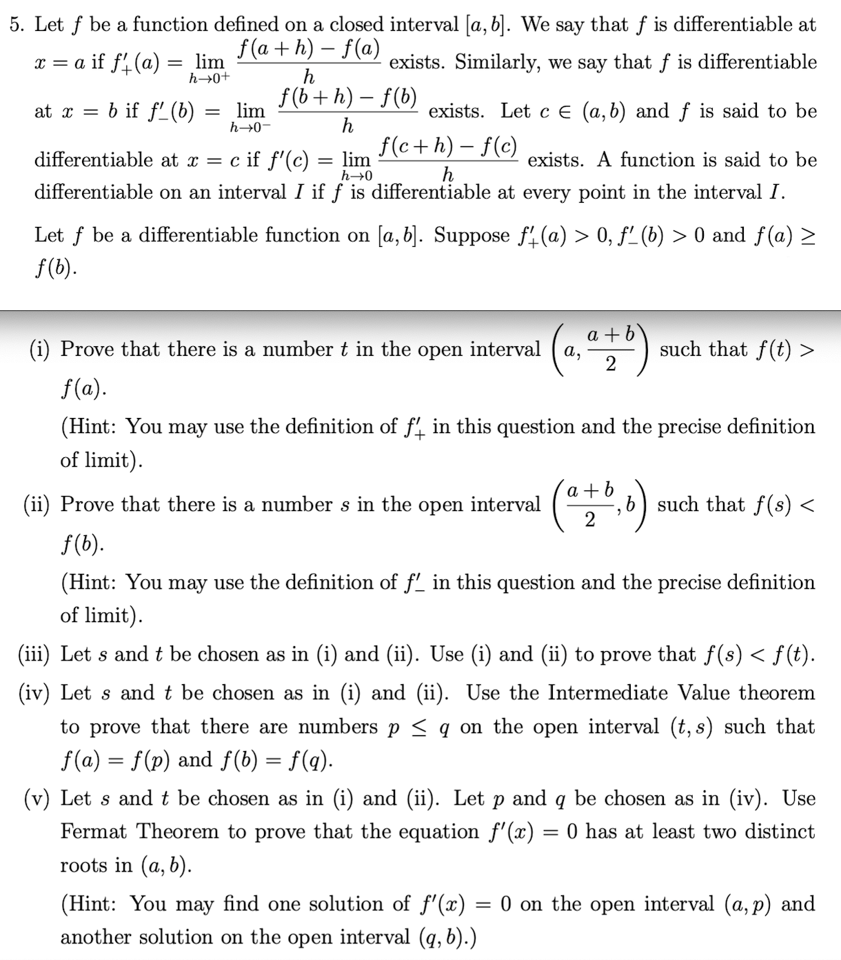 Solved Let f ﻿be a function defined on a closed interval | Chegg.com