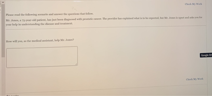 Solved Check My Work Please read the following scenario and | Chegg.com