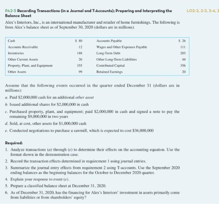 Solved PA25 Recording Transactions (in a Journal and