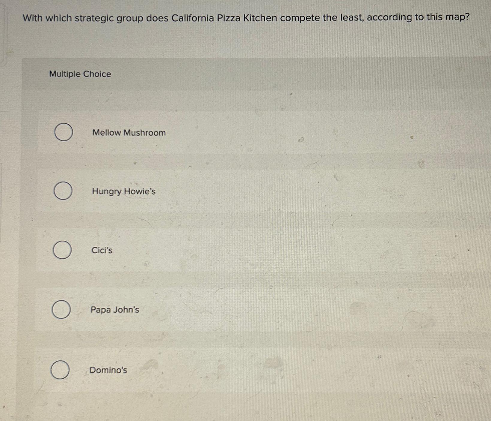 Solved With which strategic group does California Pizza | Chegg.com