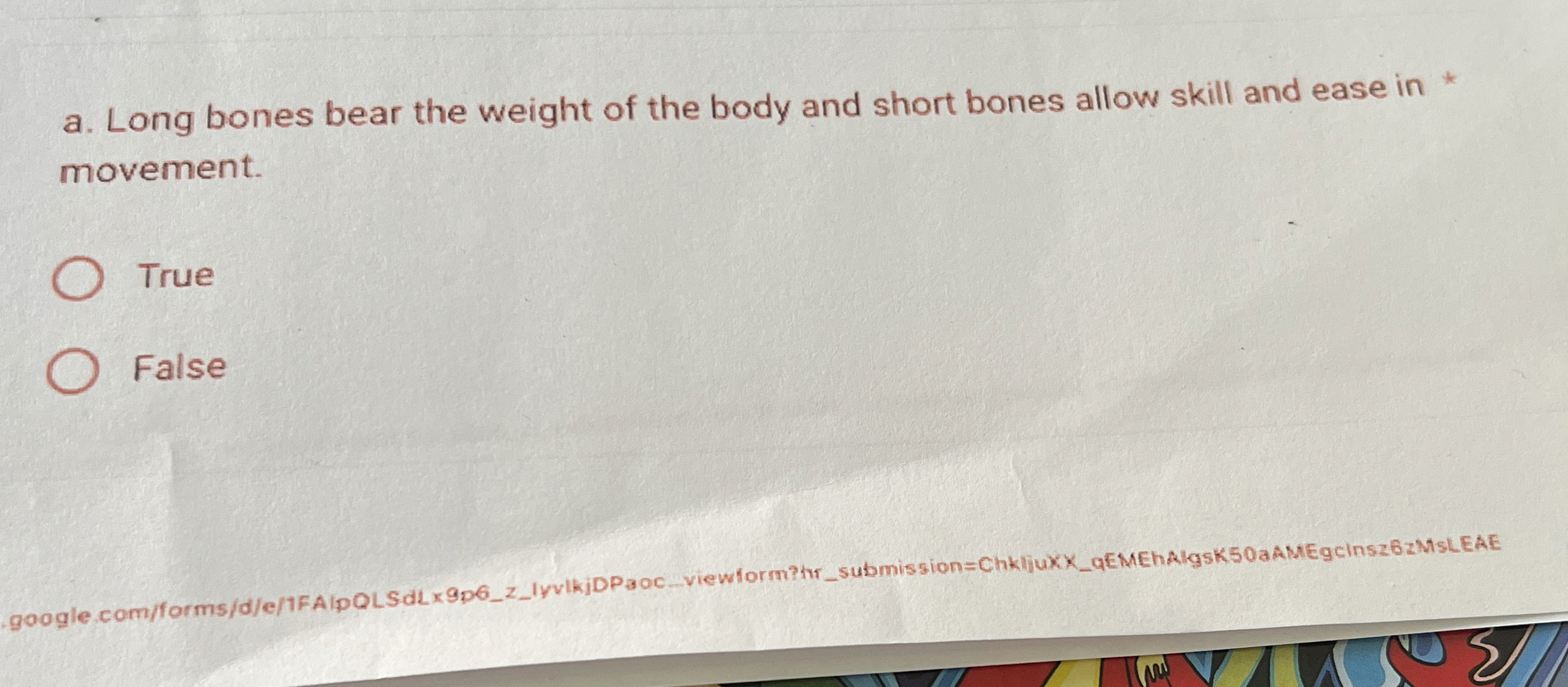 Solved a. ﻿Long bones bear the weight of the body and short | Chegg.com